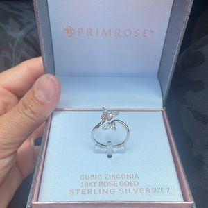 Primrose Cubic Zirconia 18kt Rose Gold Sterling Silver Ring